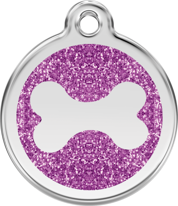 Pet Identification Tag | Glitter Bone - purple