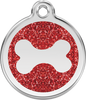 Pet Identification Tag | Glitter Bone - red