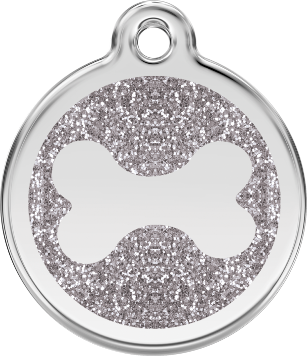 Pet Identification Tag | Glitter Bone - silver