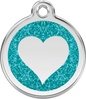 Pet Identification Tag | Glitter Heart - aqua