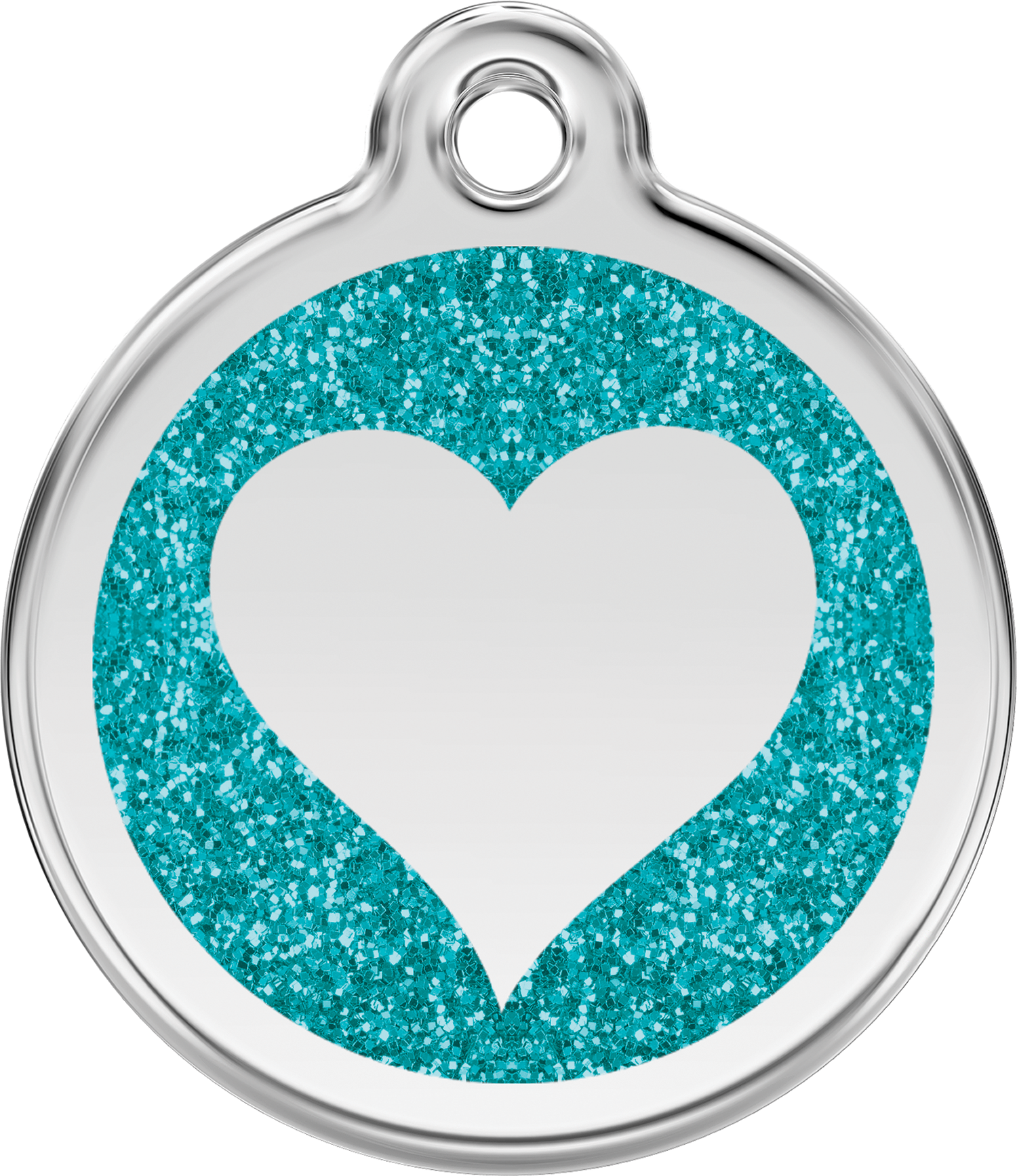 Pet Identification Tag | Glitter Heart - aqua