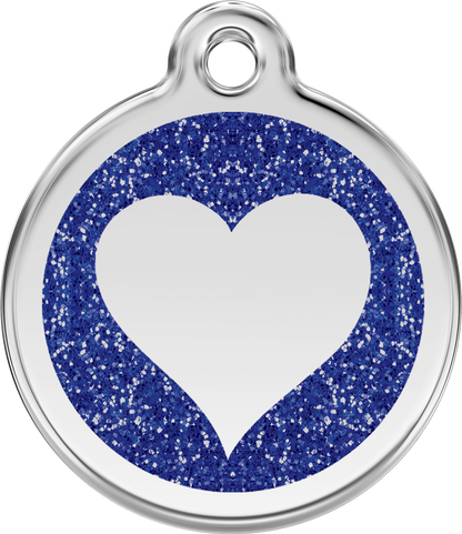 Pet Identification Tag | Glitter Heart - blue
