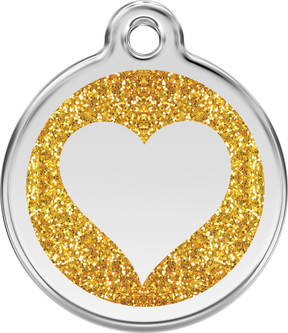 Pet Identification Tag | Glitter Heart - gold
