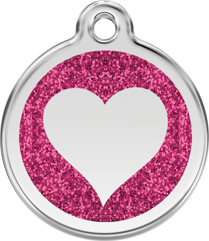 Pet Identification Tag | Glitter Heart - pink