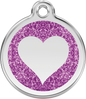 Pet Identification Tag | Glitter Heart - purple