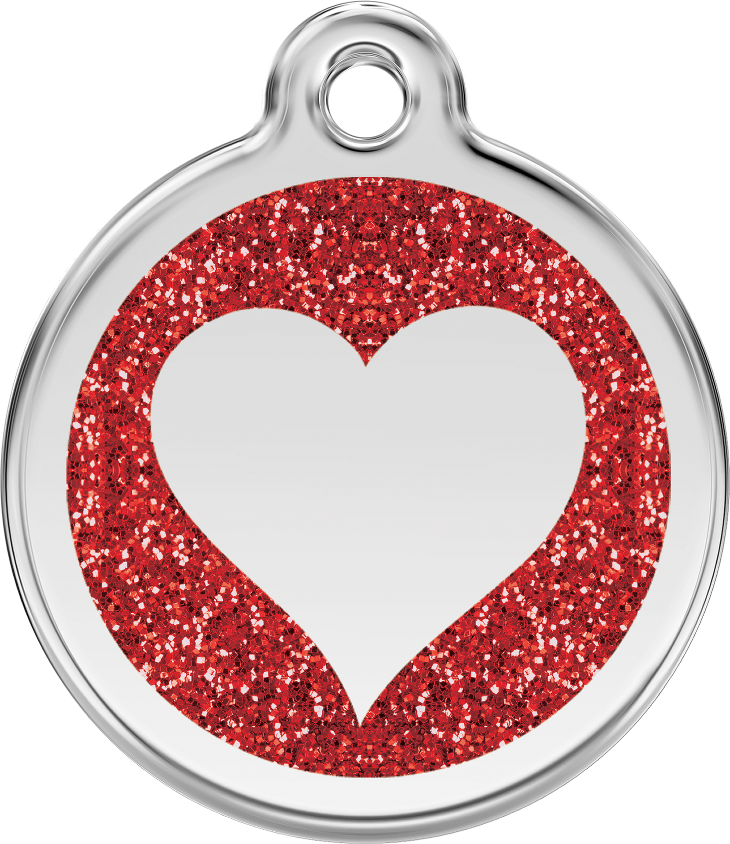 Pet Identification Tag | Glitter Heart - red
