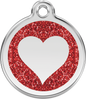 Pet Identification Tag | Glitter Heart - red