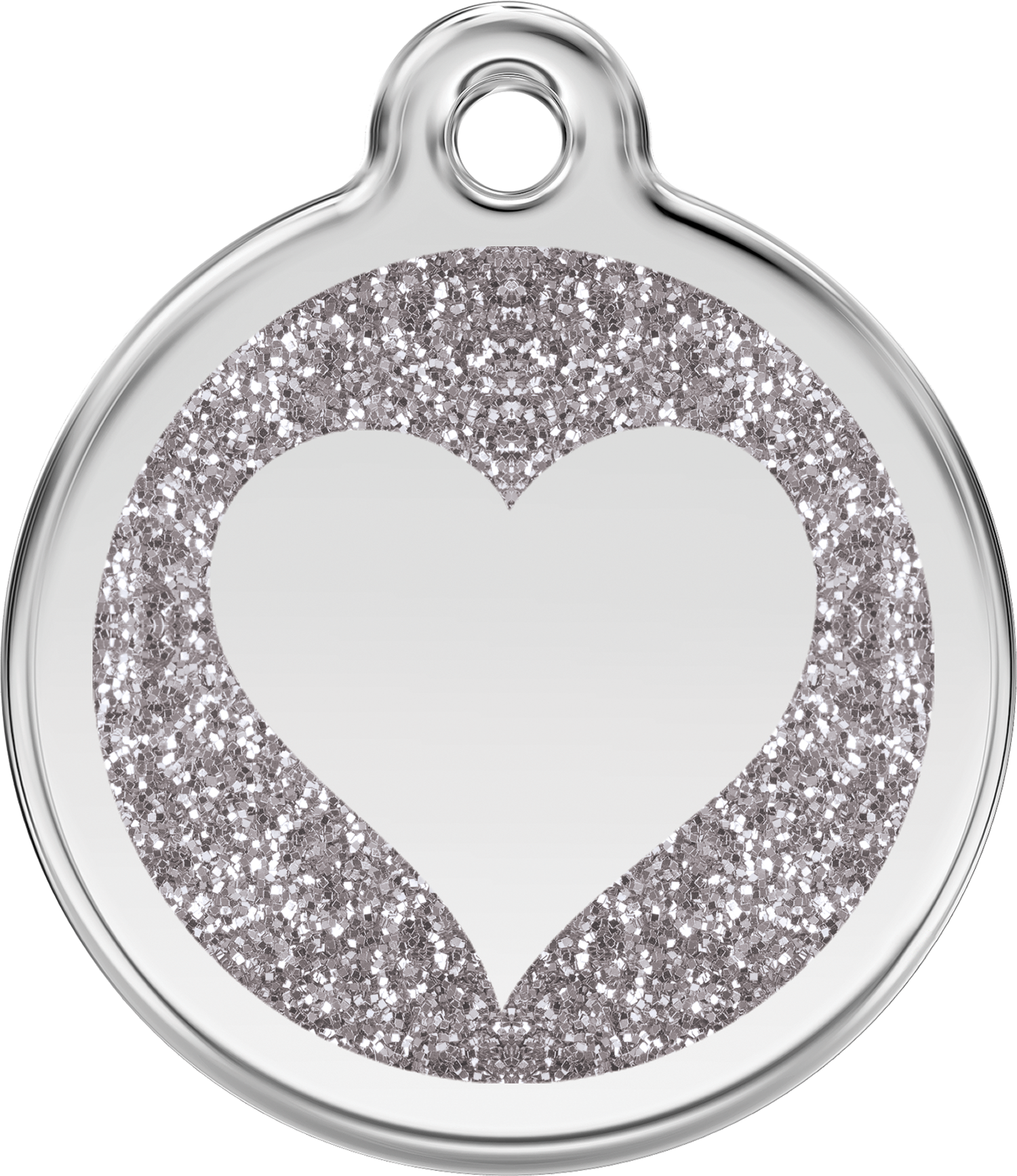 Pet Identification Tag | Glitter Heart - silver
