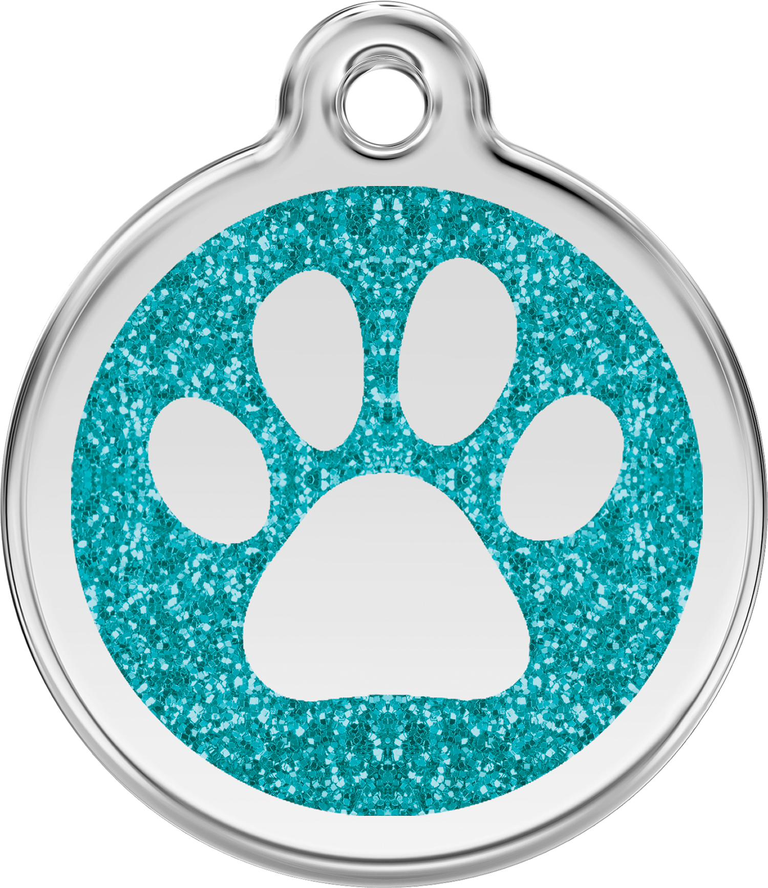 Pet Identification Tag | Glitter Paw Print - aqua