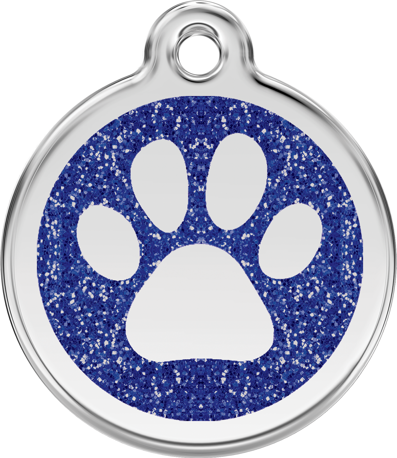 Pet Identification Tag | Glitter Paw Print - blue