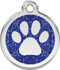 Pet Identification Tag | Glitter Paw Print - blue