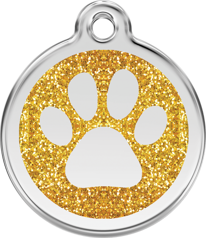 Pet Identification Tag | Glitter Paw Print - gold