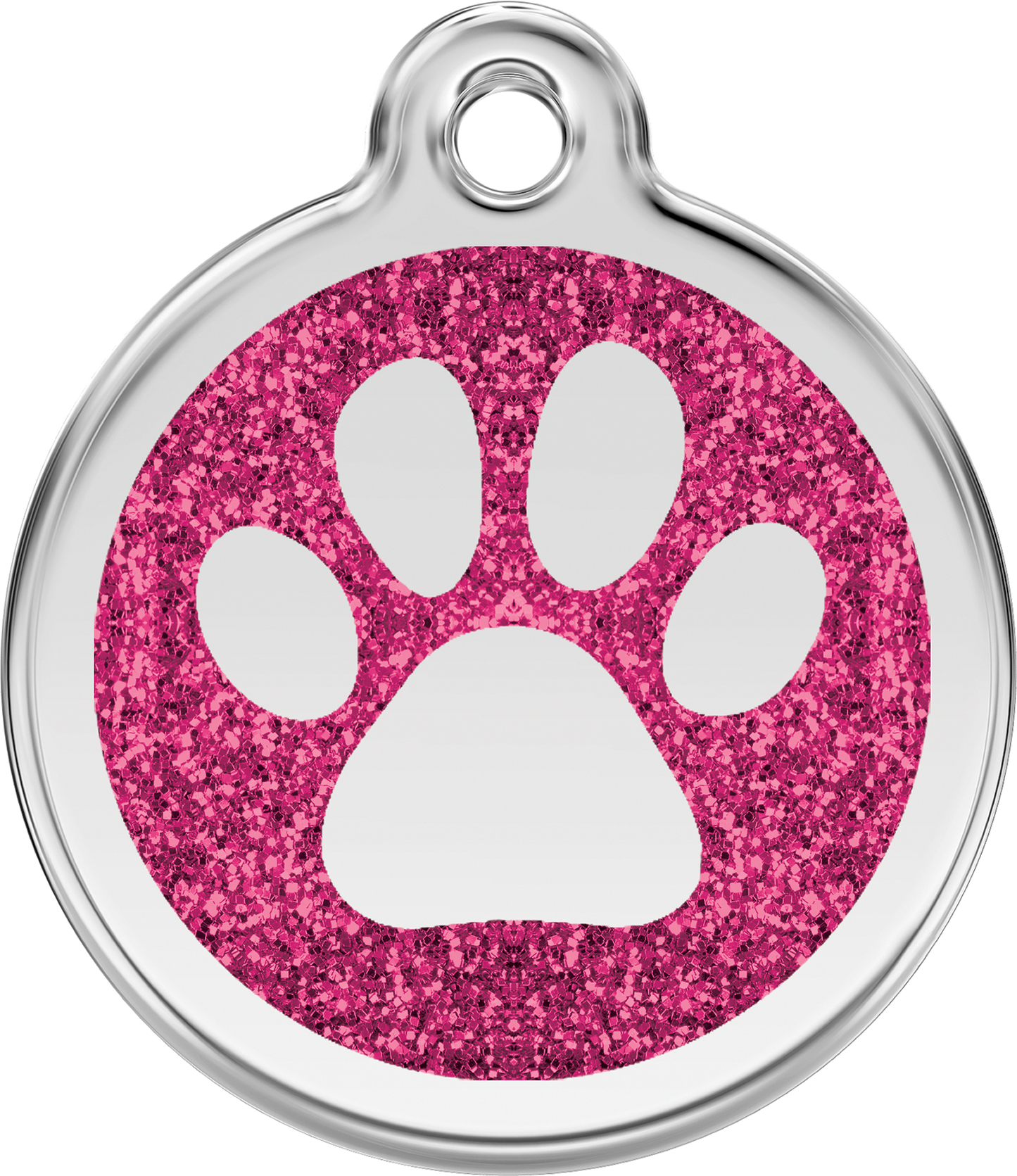 Pet Identification Tag | Glitter Paw Print - pink