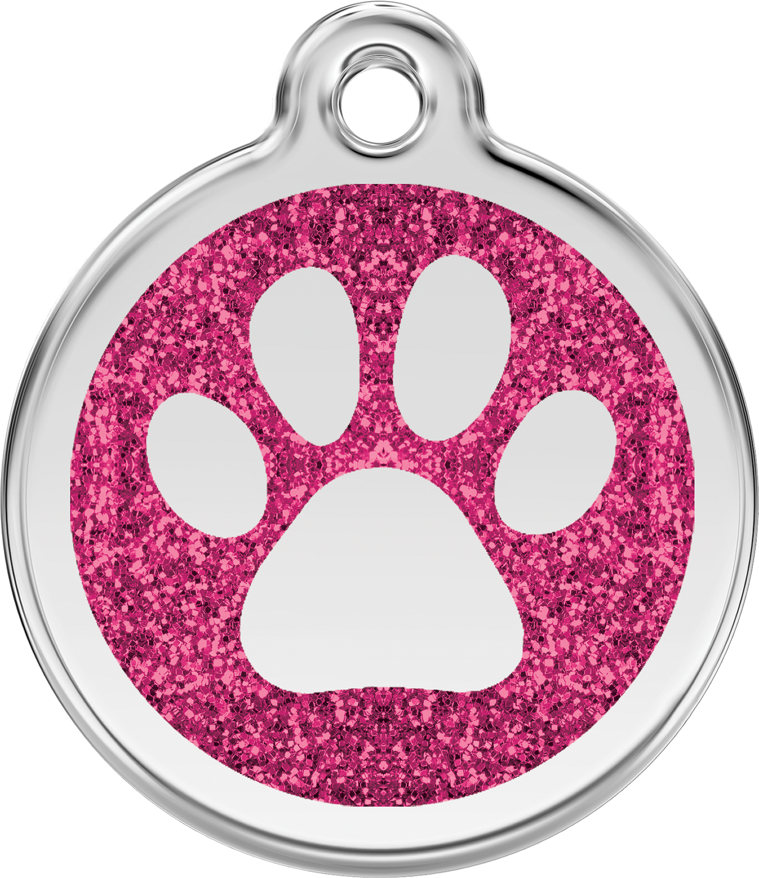 Pet Identification Tag | Glitter Paw Print - pink