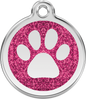 Pet Identification Tag | Glitter Paw Print - pink