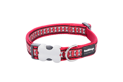 Dog Collar | Reflective Bones [Red]