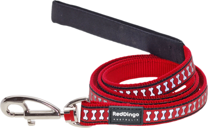 Dog Standard Leash | Reflective Bones [Red]
