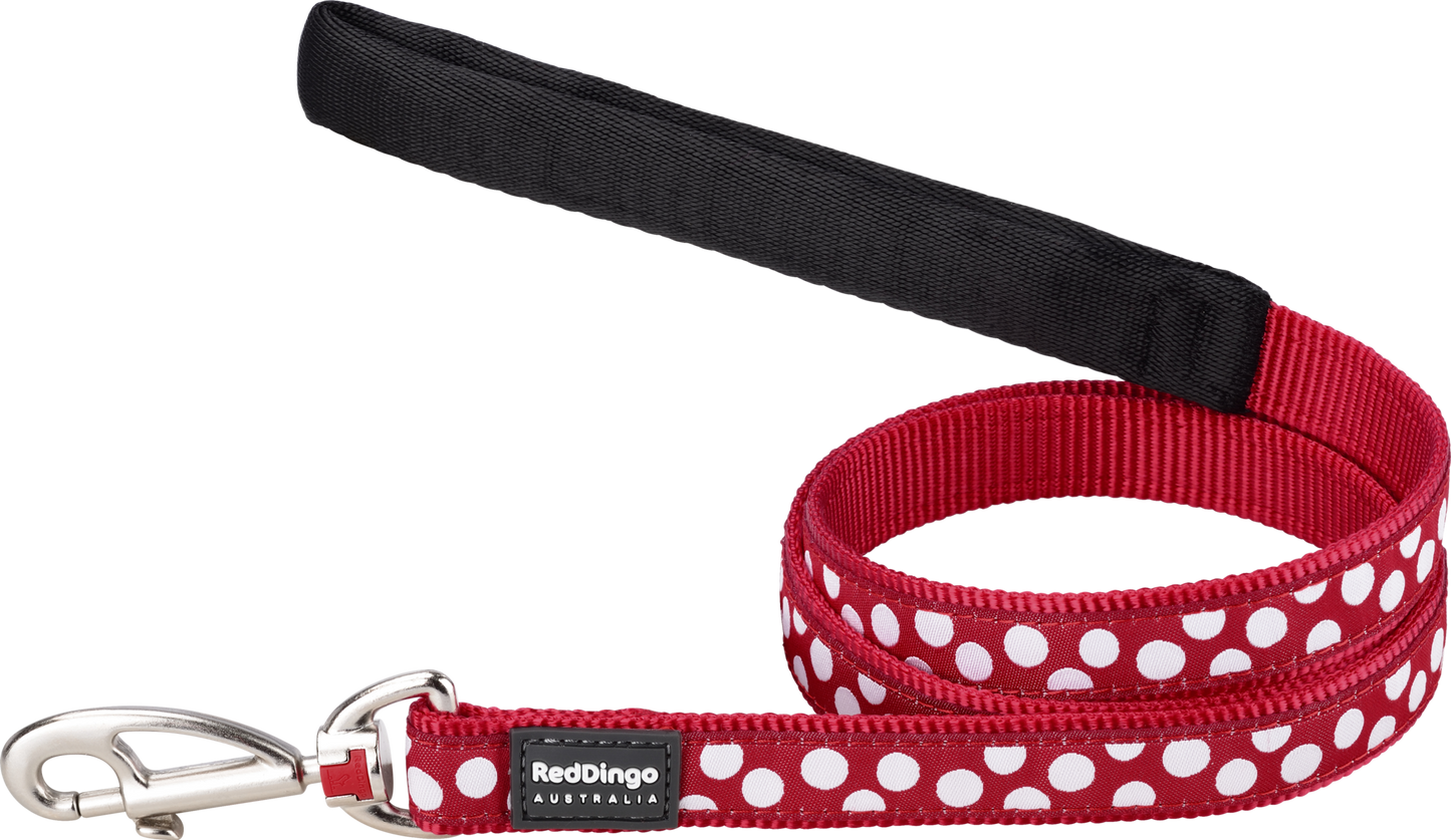 Dog Standard Leash | White Spots [Red]