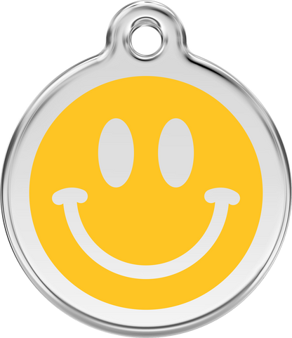 Pet Identification Tag | Smiley Face - yellow