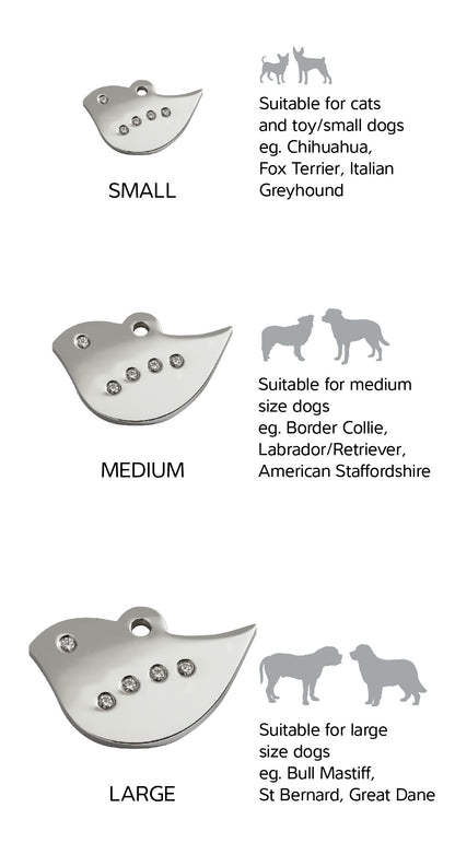 Size Guide | ID Tags Diamante [Bird] w/ breed reference