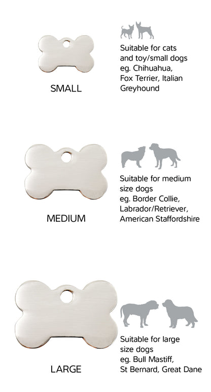 Size Guide | ID Tags Stainless Steel [Bone] w/ breed reference