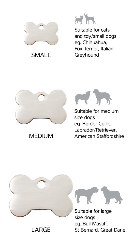 Size Guide | ID Tags Stainless Steel [Bone] w/ breed reference