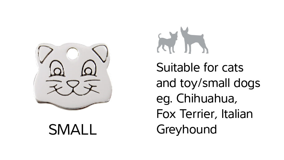 Size Guide | ID Tags Stainless Steel [Cat Face] w/ breed reference