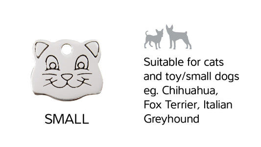 Size Guide | ID Tags Stainless Steel [Cat Face] w/ breed reference