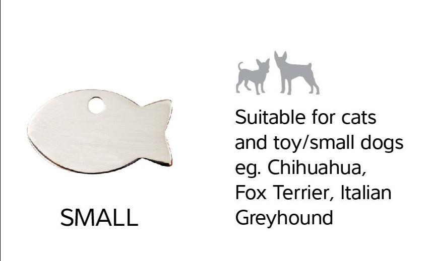 Size Guide | ID Tags Stainless Steel [Fish] w/ breed reference